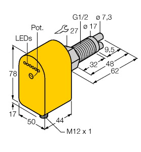 TURCK德国图尔克 紧凑型插入式流量传感器 FCS-G1/2A4P-AP8X-H1141